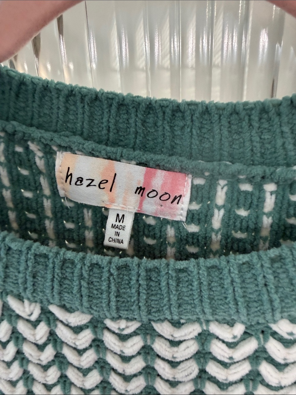 Hazel & Co. Green and White Textured Crewneck Sweater - Picture 2 of 3